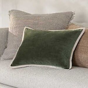 MARIE FLANIGAN x ANNIE SELKE Gehry Velvet Linen Pillow Sage Green 22" Square NEW